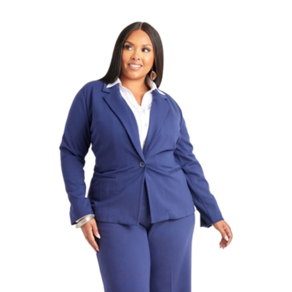 EUC Ashley Stewart Navy Ponte Blazer